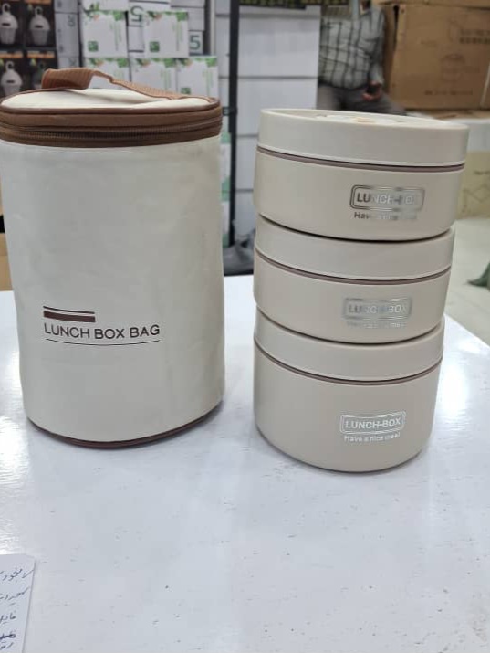 ست ظرف غذا و لانچ باکس 3 عددی کیف دار